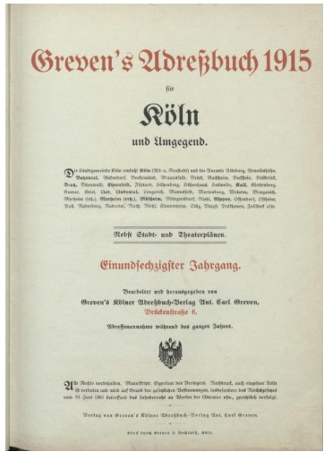 Greven Address Book 1915